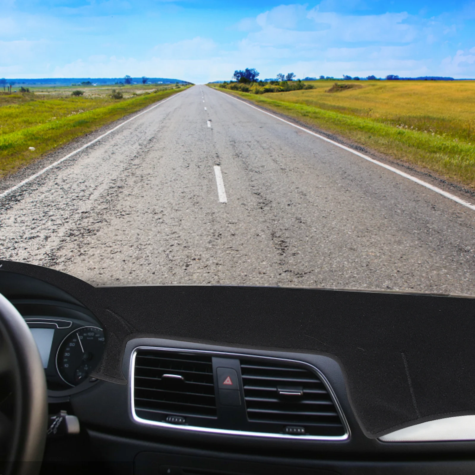 

Automotive Dashboard Cover Silicone Anti-Skid Dash Protector Left-Hand Drive Vent Holes Sound-Permeable Car Interior