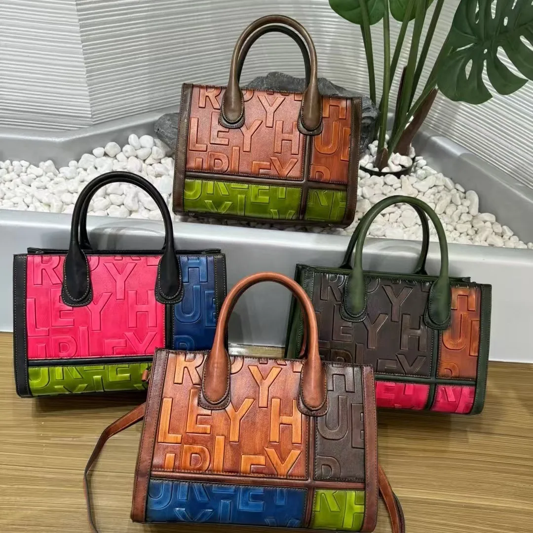 

Лоскутные сумки-тоут в китайском стиле с тиснением для женщин, сумки через плечо, кожаные дорожные квадратные сумки большой вместимости