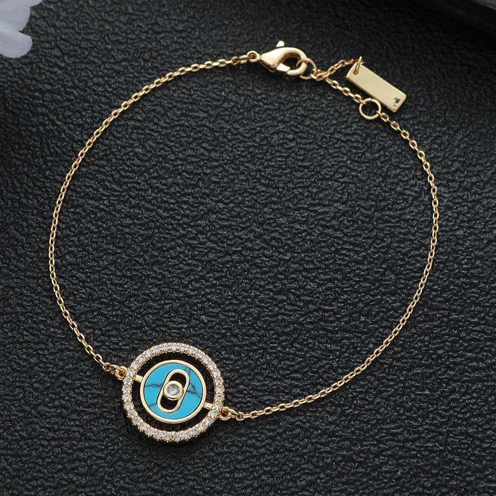 New Luxury Shell Round Cuban Link Bracelets Bangles Cubic Zirconia CZ Bohemia Bracelets For Women Wedding B123