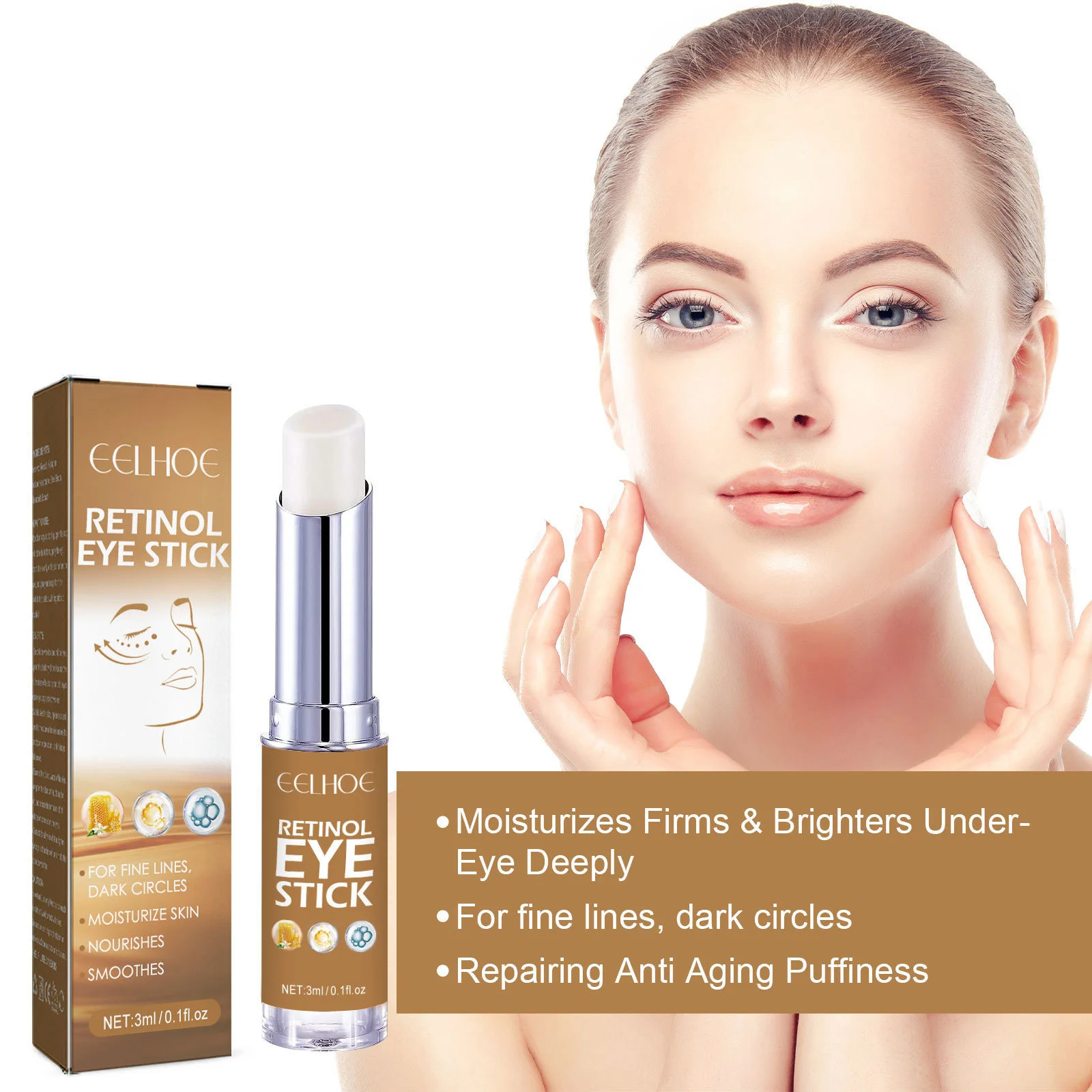 Retinol Anti Aging Eye Stick Reduce Wrinkle Lifting Firming Nourish Improve Fine Lines Crow's Feet Remove Dark Circles Eye Balm