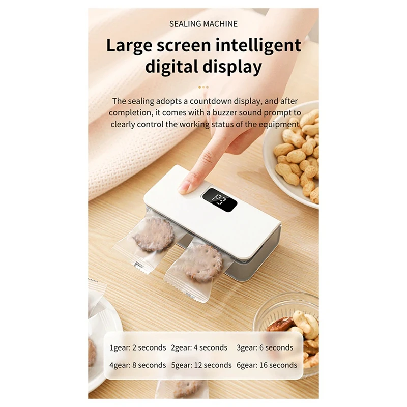 ABBN-Mini sigillatrice per sacchetti per snack, sigillatrice per sacchetti di plastica USB, sigillatrice per sacchetti per alimenti portatile 2 in 1 con display a LED a 6 livelli