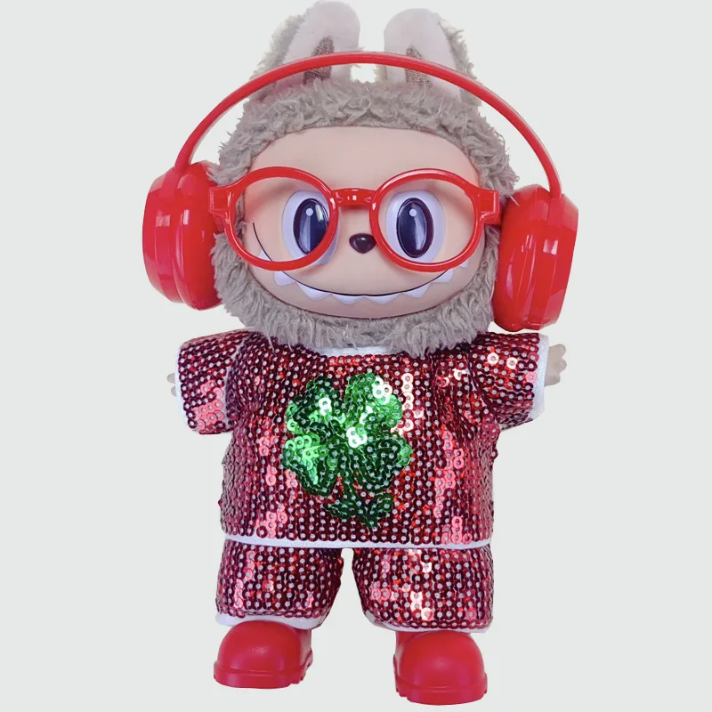 Per vestiti LABUBU Paillettes fatte a mano, top e pantaloni in due pezzi Accessori labubu Cuffie Scarpe Accessori (senza bambole)