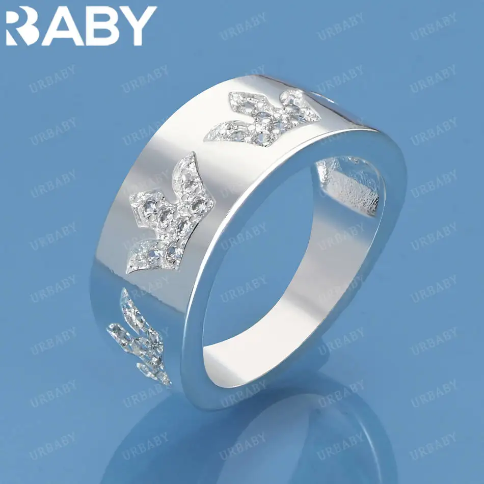 

URBABY 925 Sterling Silver Size 7-10 Crown Zircons Ring For Women Men Fashion Jewelry Charm Grace Noble Wedding Accessories