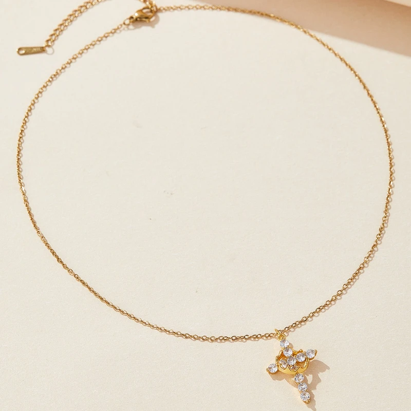 Europe and The United States Fashion Cross Geometric Pendant Necklace, Women's Exquisite Shining Wedding Banquet Jewelry Gifts image 3