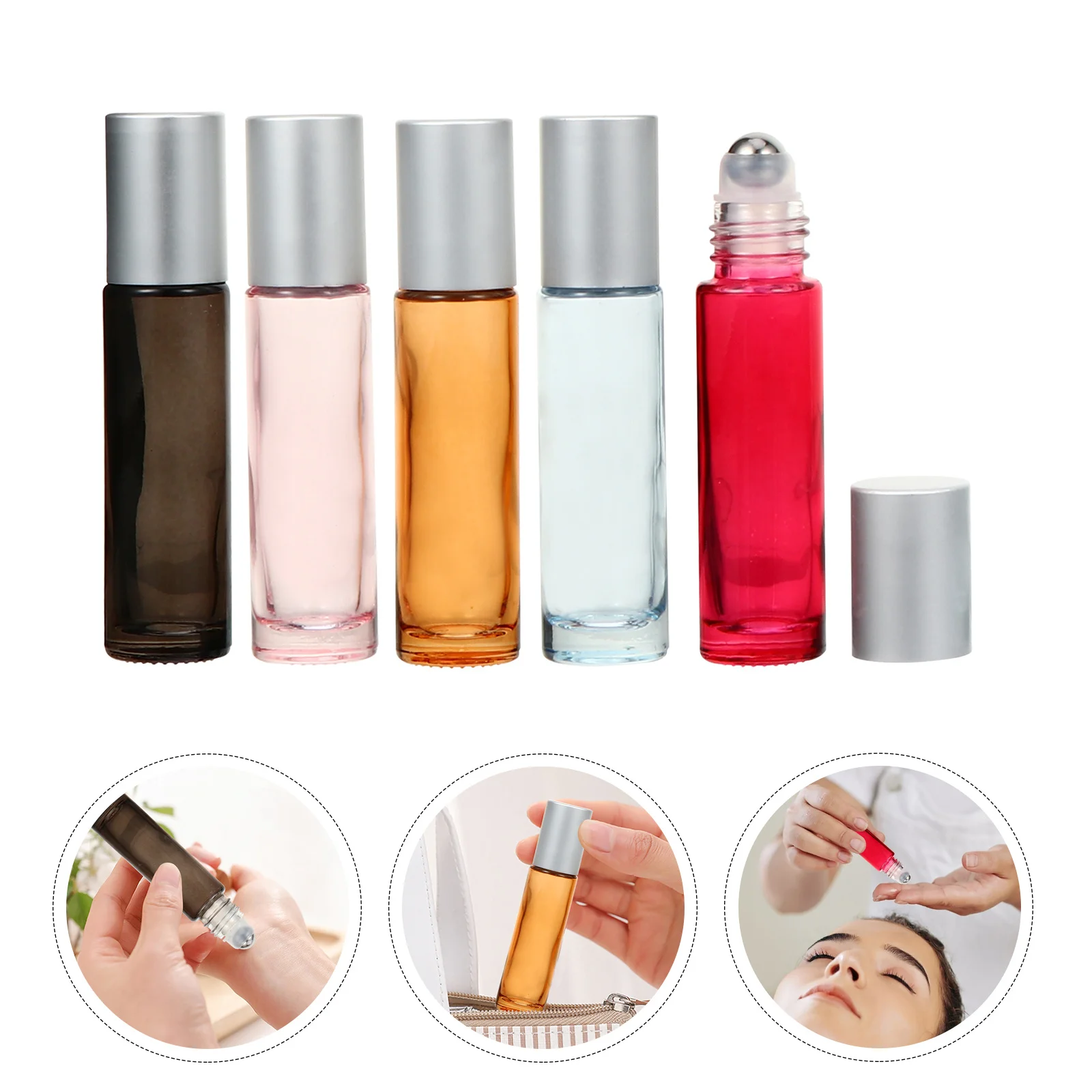 10Pcs Essential Oil Roller Bottles 10ml Leakproof Glass Perfume Subpackage Containers Refillable Essential Oil Bottle
