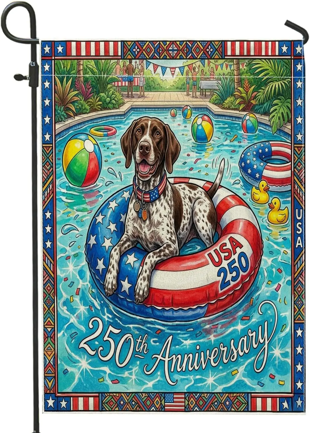 German Shorthaired Pointer Garden Flags 12x18 Inch Double Sided for Outside, 4th of July Pool Front Yard Small Canvas House  PPZ