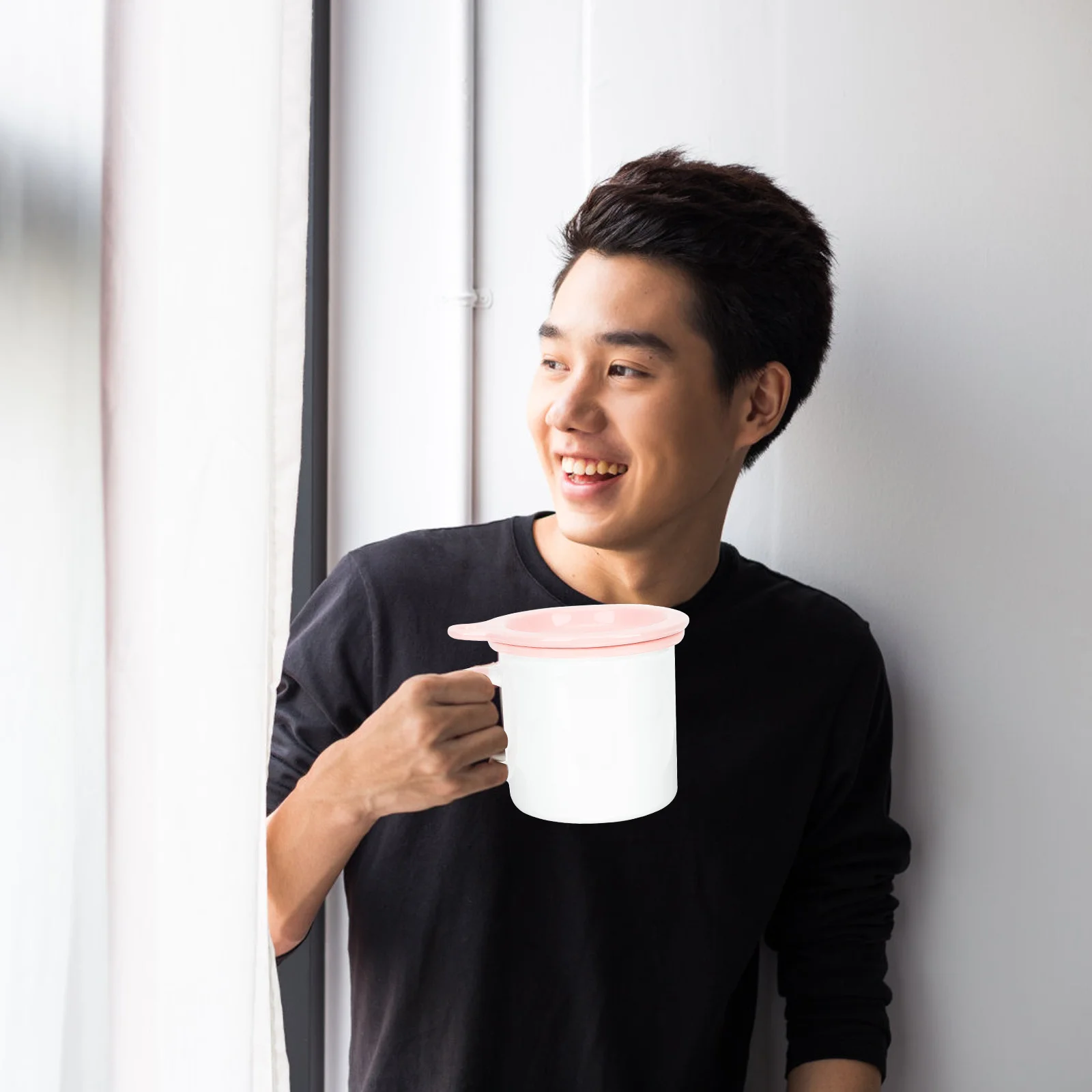 

Vintage Ceramic Mug Lid Faux Enamel Smooth Surface Comfortable Touch Coffee Tea Milk Cup Unique Gift for Home Cafe Restaurant