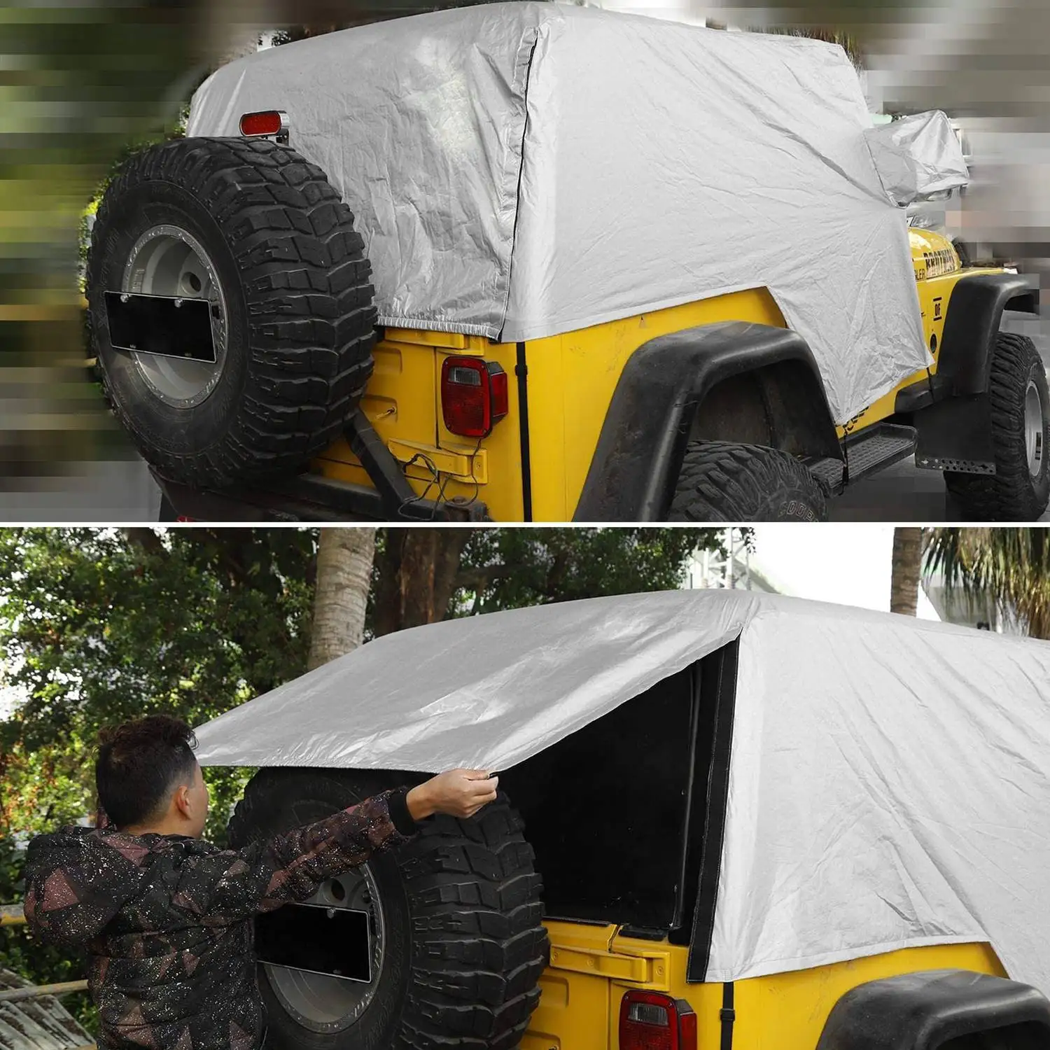 

Sunshield Cover, For Jeep Wrangler TJ 1997-2006 Snow Rain Cover Weatherproof Car Cover Body Dustproof UV Protector