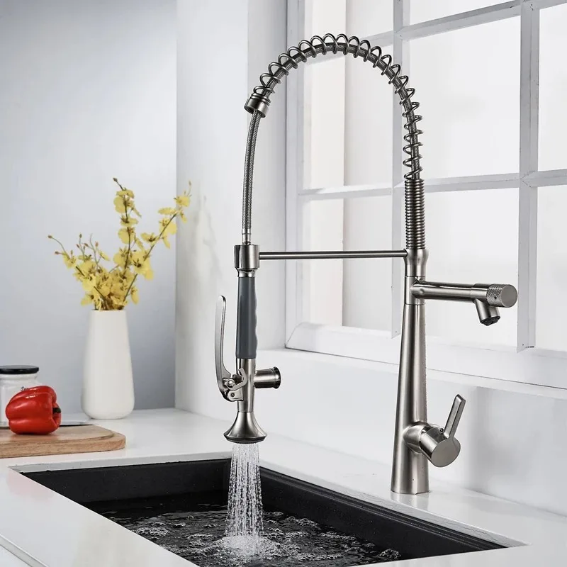 ZC1-Contemporary Luxury 3 Way Brass Tap Single Hole Pull Out Faucet Kitchen