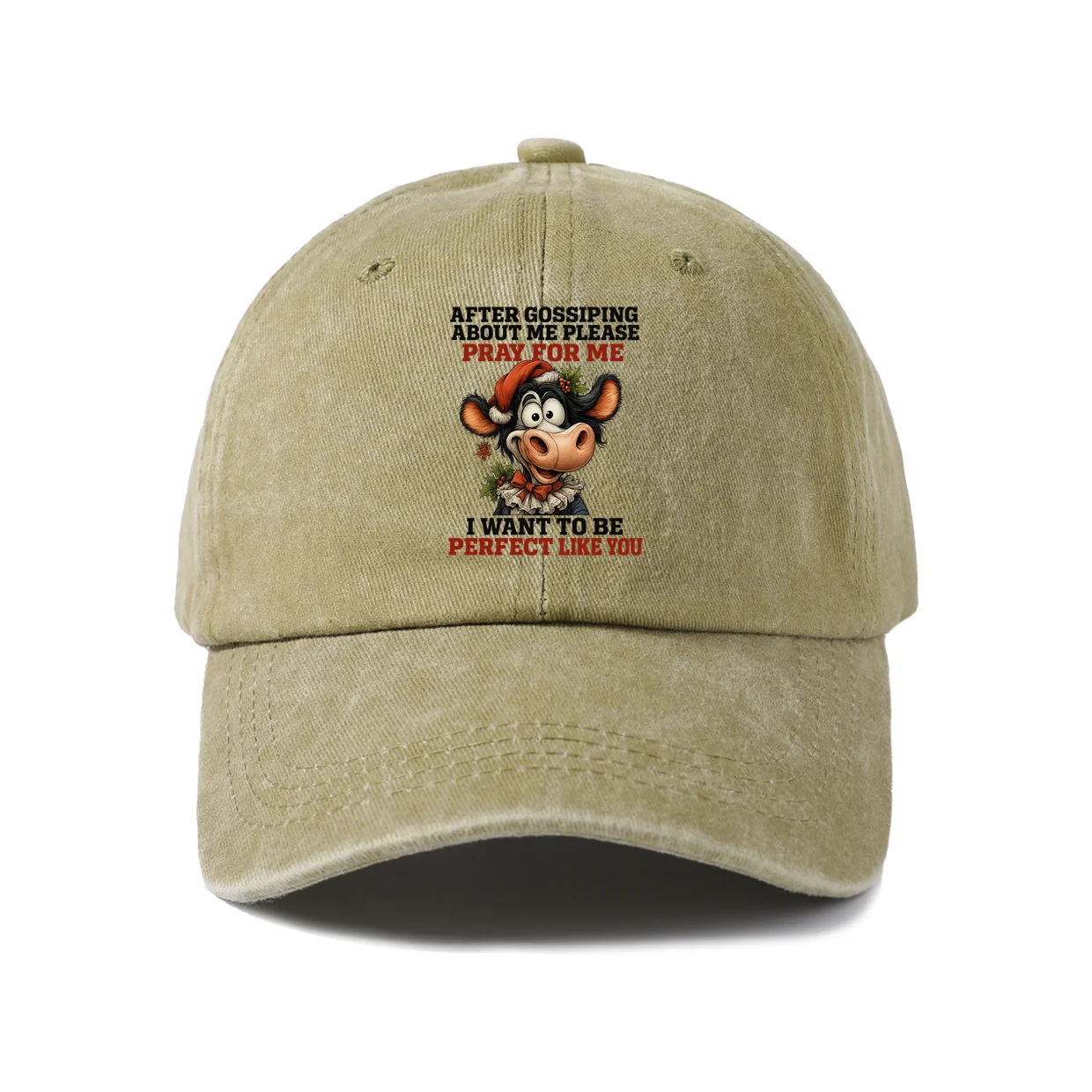 Funny Bull Gossip Quote Graphic Vintage Washed Baseball Cap, Adjustable Unisex Dad Hat for Men and Women