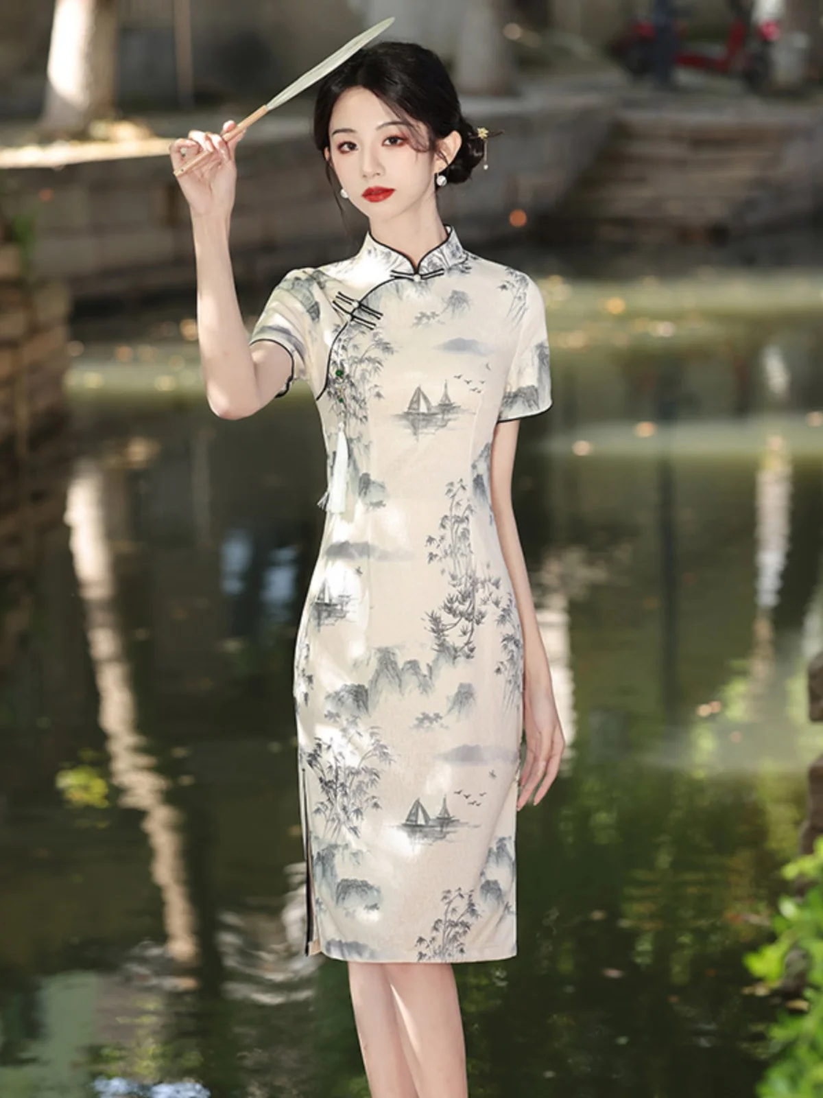 

Ретро-костюм для девочек: укороченный, приталенный, в китайском традиционном стиле, для повседневной носки, из полиэфирного волокна