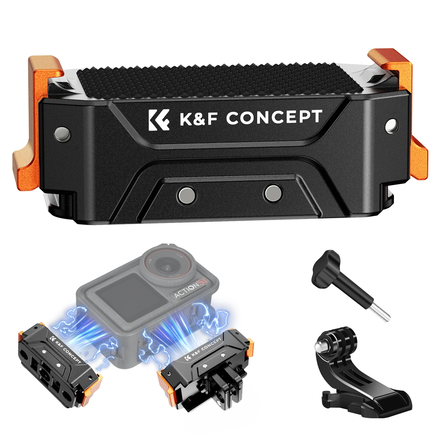 

K&F CONCEPT Magnetic Quick-Release Adapter for DJI Osmo 360 and DJI Action 5 Pro 4 3 Aluminum Dual-Claw Mount 1/4" Screw Hole