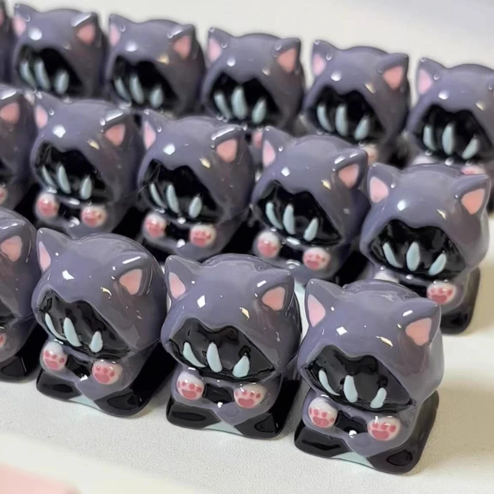 Valorant Omen Keycaps Anime Cute Cat Keyboard Keycaps Adorable Chibi Artisan Key Caps for Mechanical Keyboard Game Accessories