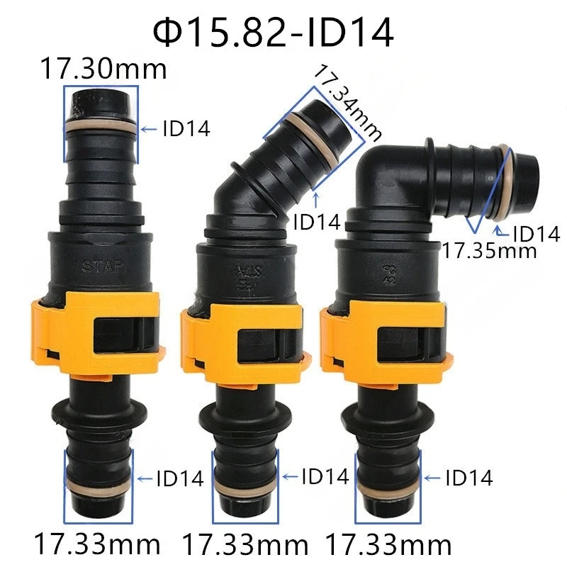 15.82mm ID14 double-sided male and female matching plastic quick connector automotive fuel pipe bend fuel hose fittings 1set