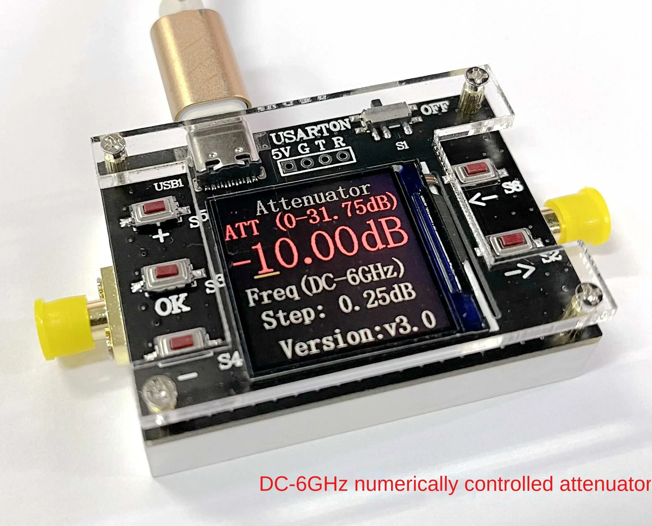 

TYPE-C 6G Digital Programmable RF Attenuator 30DB TFT Display CNC Shell Supports Communication