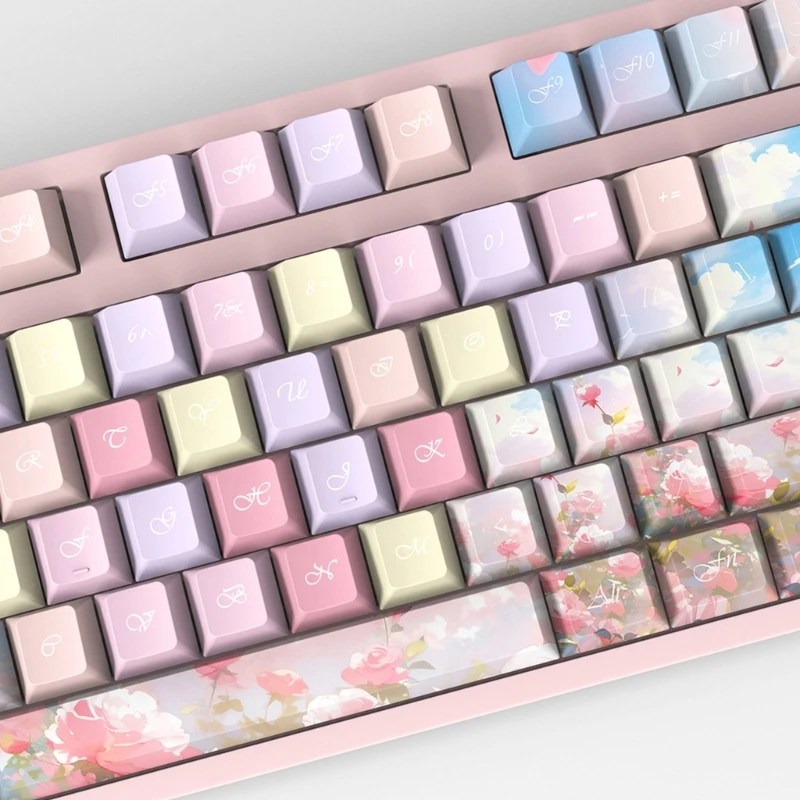 Imagem -04 - Teclado Mecânico Keycaps Colorido Grosso Pbt Dyesubbed para Trabalho e Jogos 55kc 141 Peças