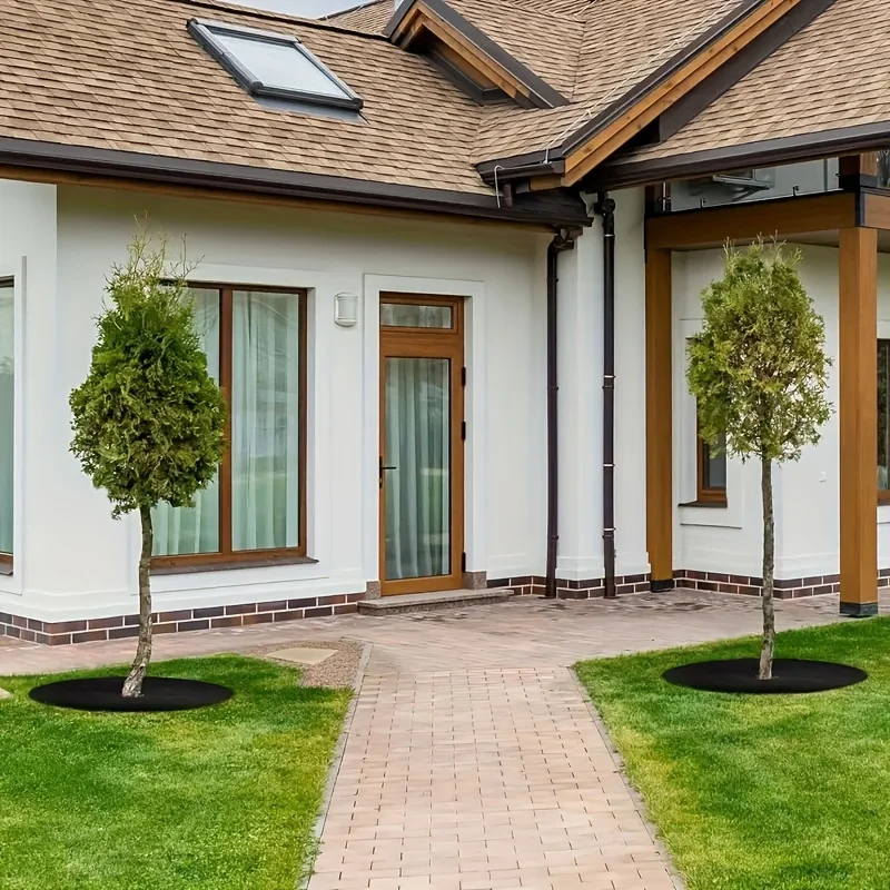 

Weed Mat Tree Guards – Black Mulch Ring Covers, Plant Root Protector Discs & Landscape Weed Barrier
