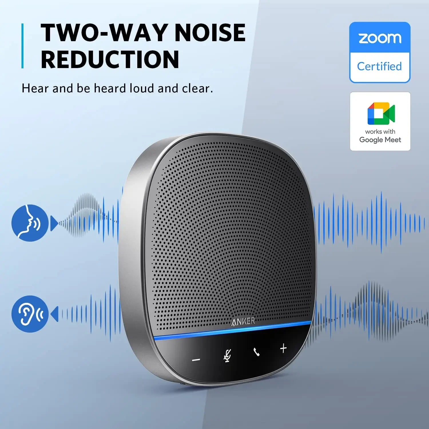 Anker PowerConf S500 Speakerphone with Zoom Rooms and Google Meet Certifications Bluetooth Speakerphone for Conference Room