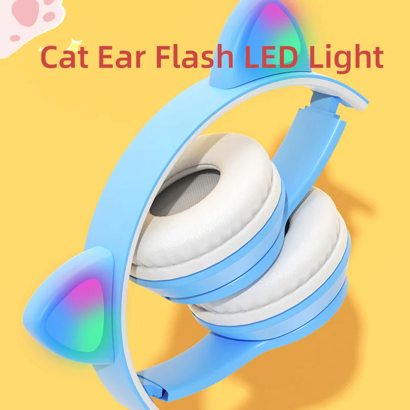 P47M Wireless Bluetooth Headset Gamer Cat LED Light Waterproof Noise Cancelling Earbuds Wireless Headphones Bluetooth Earphones image 3