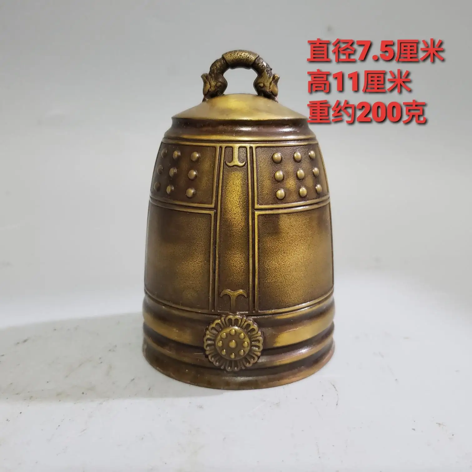 Vintage Chinese Bronze Bell Pendant Old Collection Antique Craft Home Gate Decoration Bronze Ware Collectible Ornament