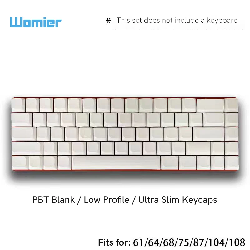 118 Keys Low Profile Five Sides Dye Sub Keycaps White Blank PBT Keycap for Cherry Gateron MX Switches Mechanical Gaming Keyboard