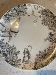 Souvenir Hand drawn illustration Alice in Wonderland ceramic plate breakfast plate