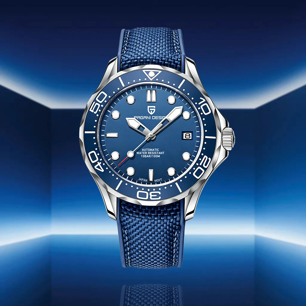

2026 New PAGANI DESIGN Men's Mechanical Watches Luxury Blue Automatic Watch For Men Luminous Diving Steel Watch Japan 8215 clock