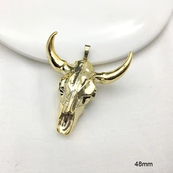 1 piece oxhead bull buffalo head pendant,with rhinestone crystal Zircons Paved Charms for DIY jewelry necklace making