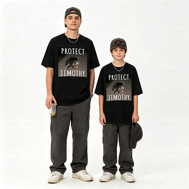 Protect Jimothy Trendiges Waschbär-Meme-T-Shirt mit Eis-Kaffee-Motiv, Premium Weiches Baumwoll-T-Shirt, Y2k Waschbär, der Eis-Kaffee Trinkt, Kleidung – Detail 6