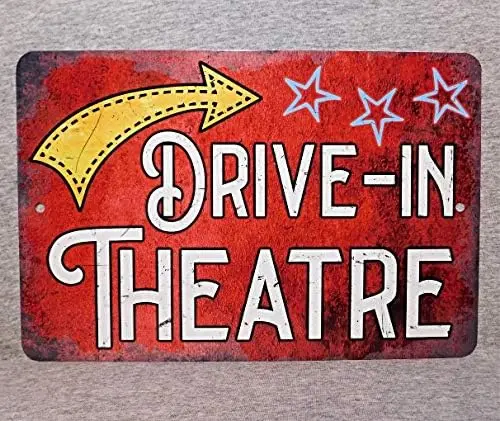 Metal Sign Drive in Theatre Theater Movie House Cinema Motion Picture Drama Film Maker Man Cave Restaurant Decor metal,Vintage M