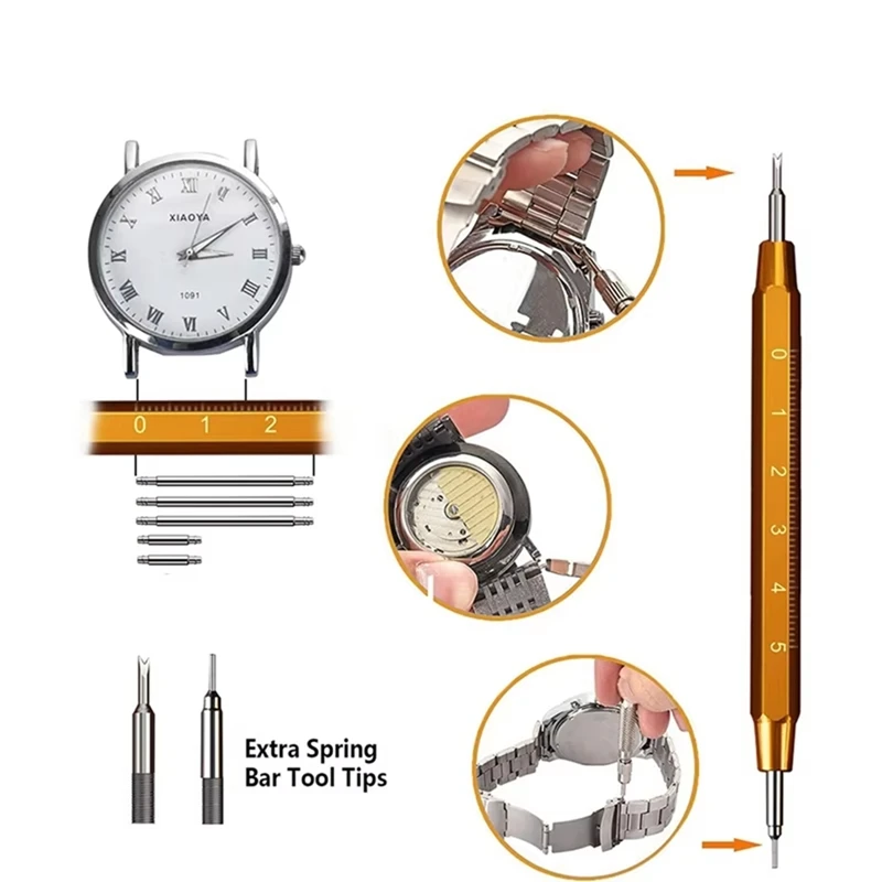 ABVJ-147 pçs kit de ferramentas de ajuste de relógio kit de reparo de relógio kit de ferramentas de substituição de bateria, ferramenta removedora traseira de relógio