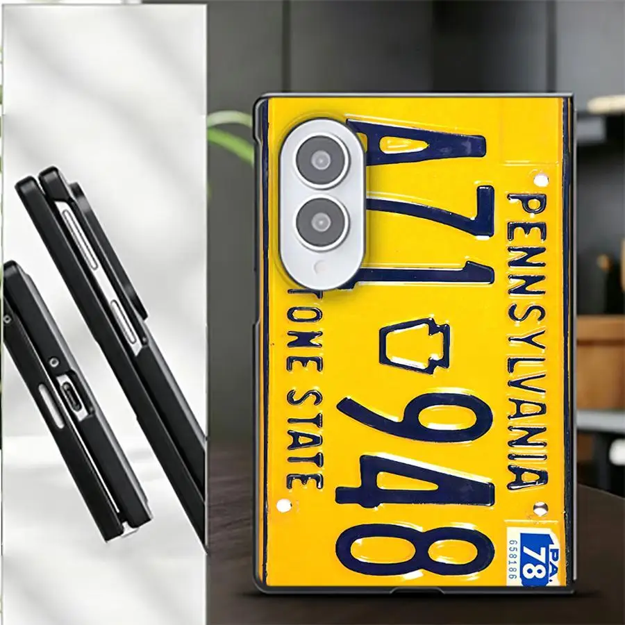 Retro Car License Plate Luxury Phone Cover Case for Samsung Galaxy Z Fold 8 ZFold8 ZFold Wide Z Fold8 Wide - view 4
