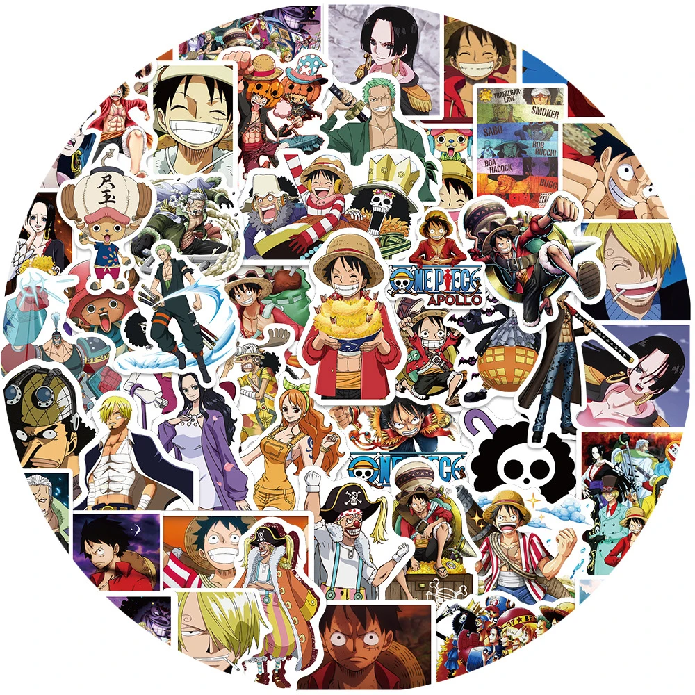 10/30/50PCS One Piece Cartoon Stickers Cool Anime Luffy Vinyl Decal DIY Stationery Luggage Diary Car Waterproof Graffiti Sticker