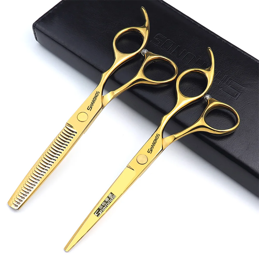 Professional hair salon hair clippers, hairstylists use 6-inch flat tooth clippers, hairdresser scissors set.