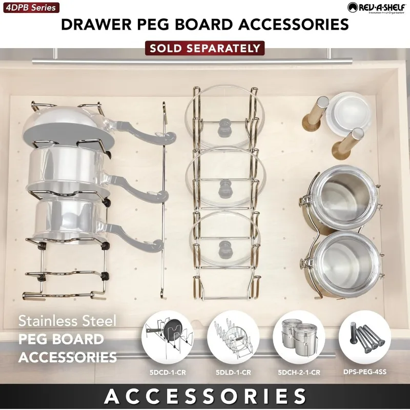 Pegboard Gaveta Divisor Organizador, Armário De Cozinha, Utensílio De Armazenamento, Panelas E Prato Rack, Guarnição Para Caber De Madeira, 39 "x 21", 4DPS-3921