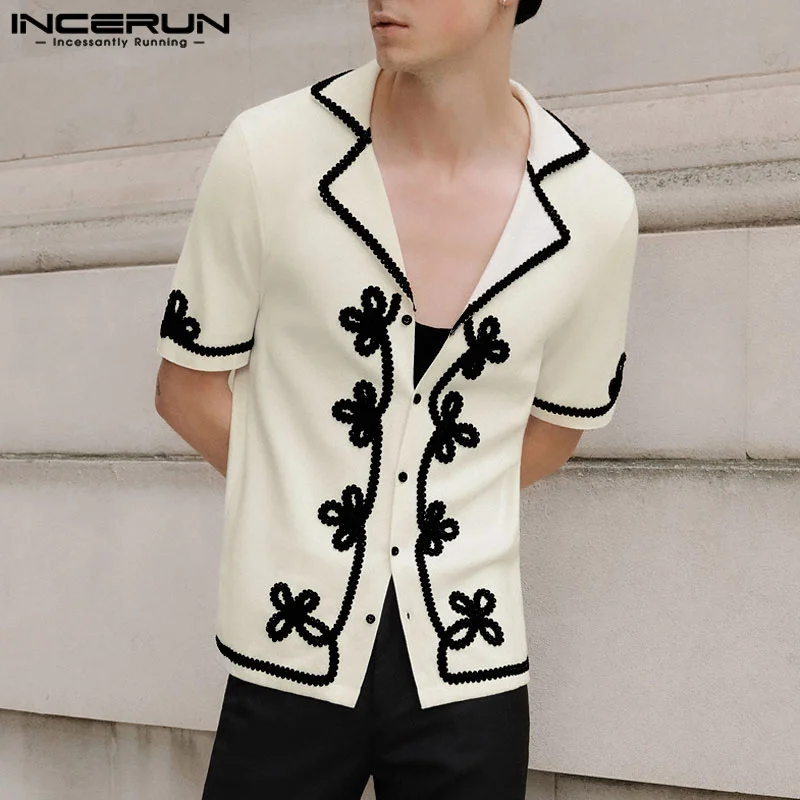 INCERUN Tops 2024 American Style Mens Fashion Printed Pattern Design Shirts Casual Streetwear Hot Sale Long Sleeved Blouse S-5XL