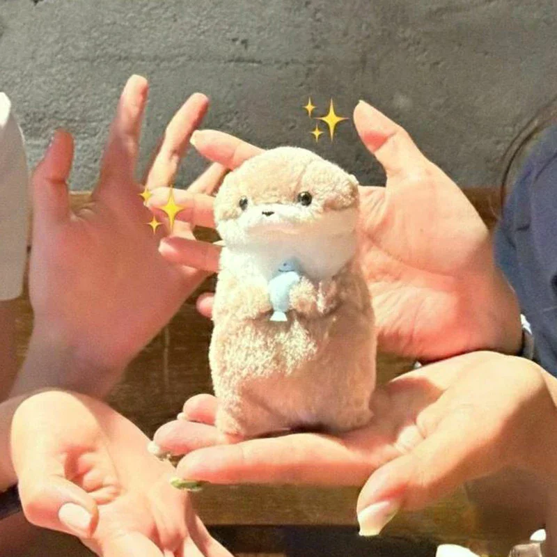 Cute Otters Holding Fish Plush Keyrings Lightweight Hanging Pendant Props For School Bag Key Wallet view 2