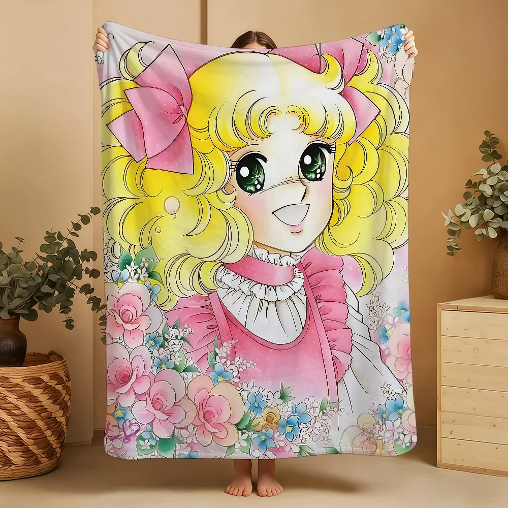 C-Candy Anime Cute Blanket Printed Flannel Soft Warm Cozy Season Nap Bed Sofa Travel Camping Gift Adults Kids