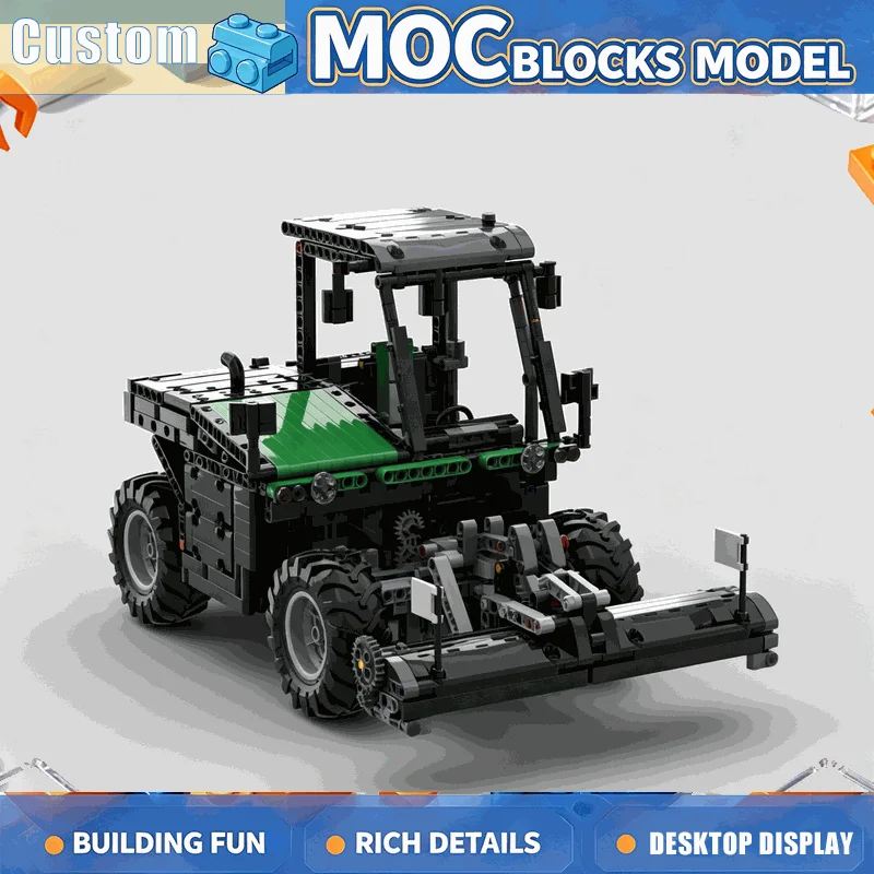 1974PCS Technical Slope Tractor With Power Take Off Attachments Building Blocks Farm Vehicle Model DIY Assembly Display Toy Gift