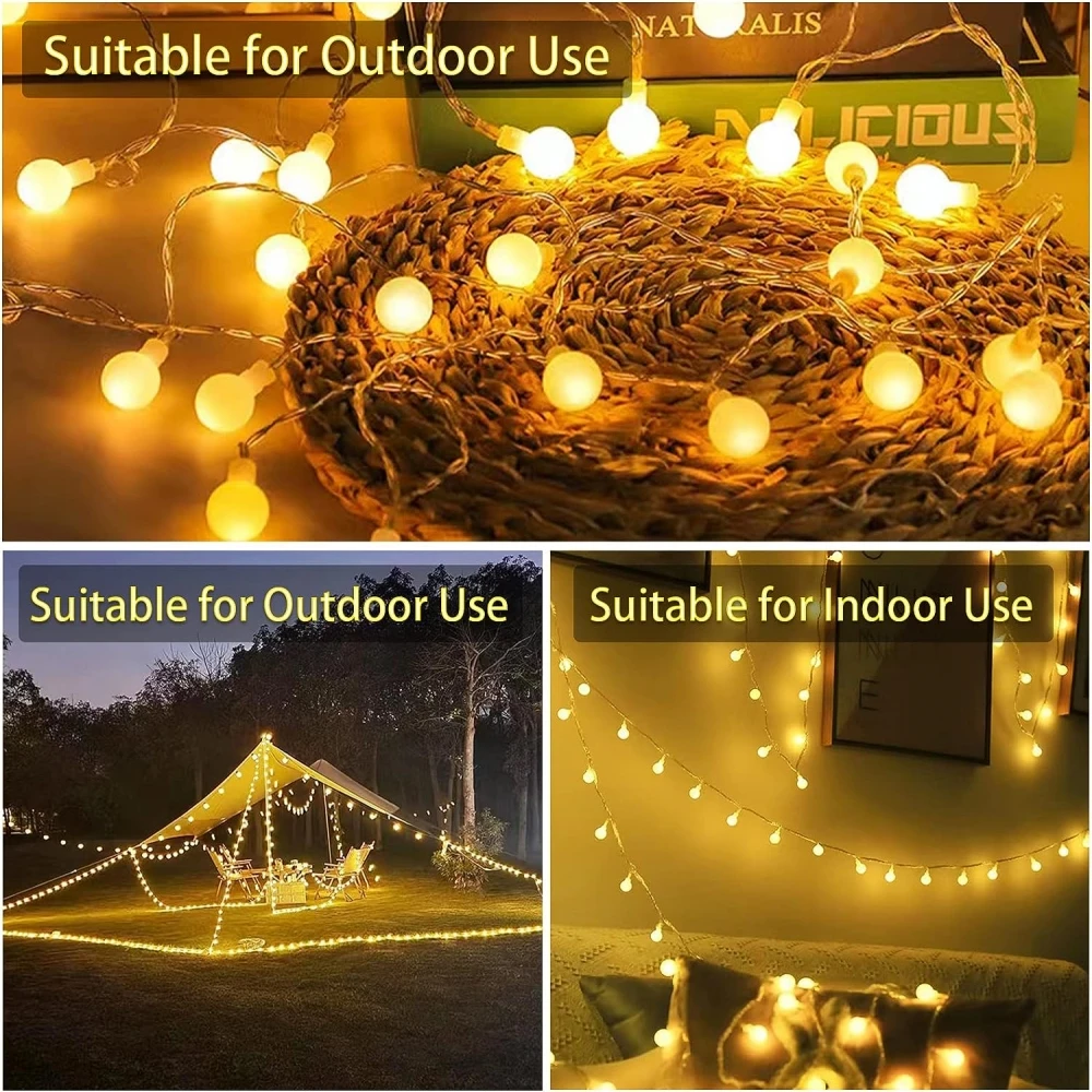 5M 10M 20M Bal Led Lichtslinger Outdoor Bal Ketting Slinger Lampen Lamp Sprookjesachtige Verlichting Feest Huis Bruiloft Tuin Kerst Decor