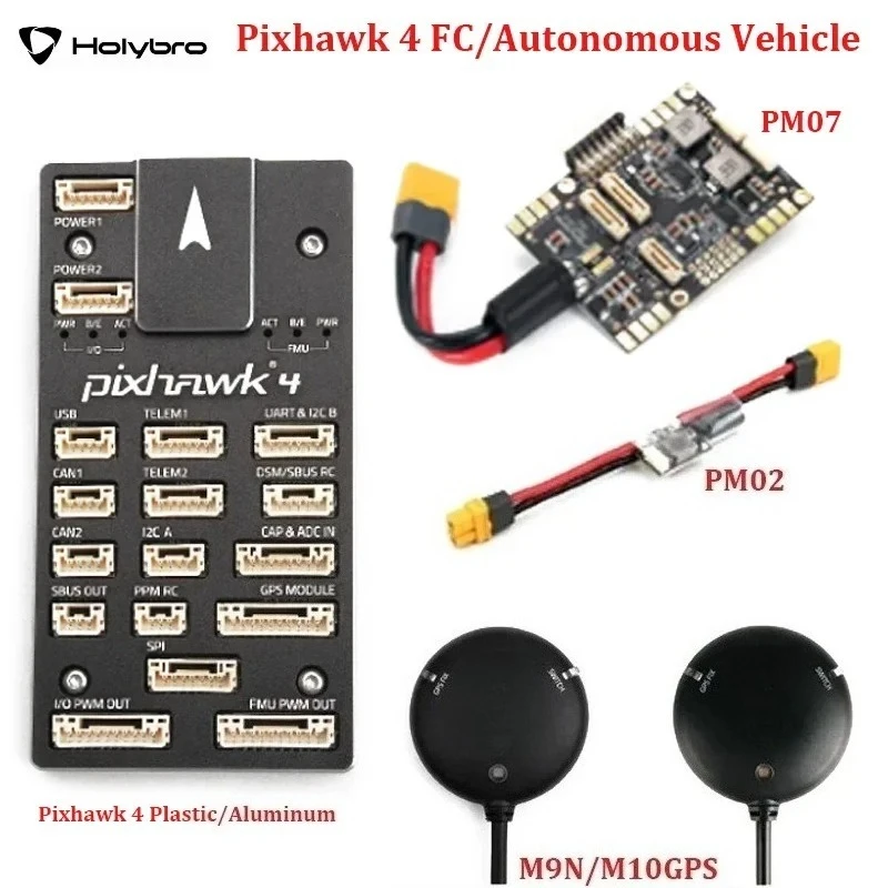 Holybro Pixhawk 4 Flight Controller, M9N/M10N GPS, PM02 V3 12S / PM07 14S Power Module, for RC Multirotor Car Boat Autonomous