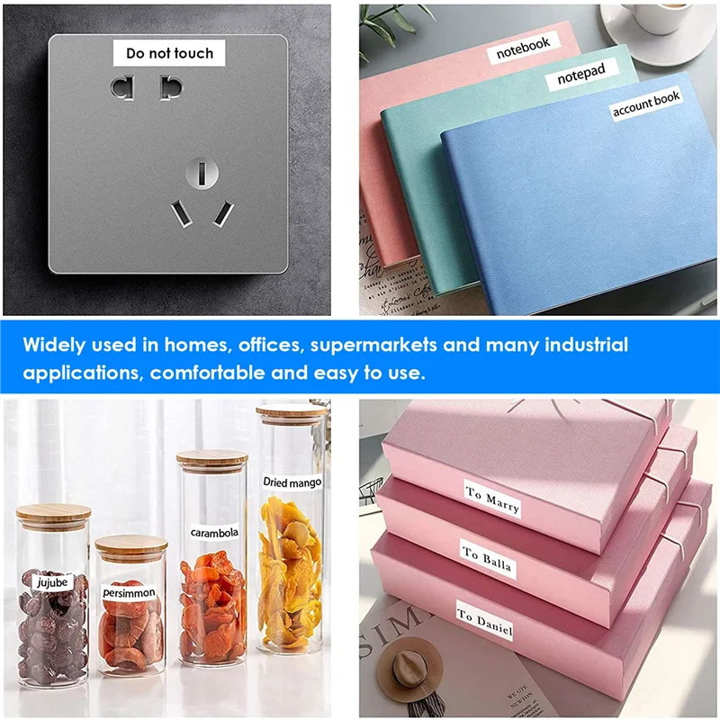 6 Buah Pembuat Label Pita Label Isi Ulang Letratag untuk Dymo 91331White 4M X 12Mm Printer Label untuk Pembuat Label Dymo