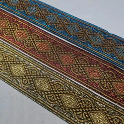 Big Sale Jacquard Shimmer Woven Ribbon Stripe Ethnic Belt 8 Yards Dog Webbing DIY Trim