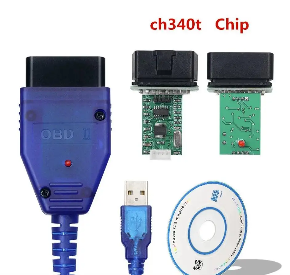 Диагностический кабель OBD2 для автомобилей с чипом FTDI C-H-340 409 KKL, USB-интерфейс, сканер ECU