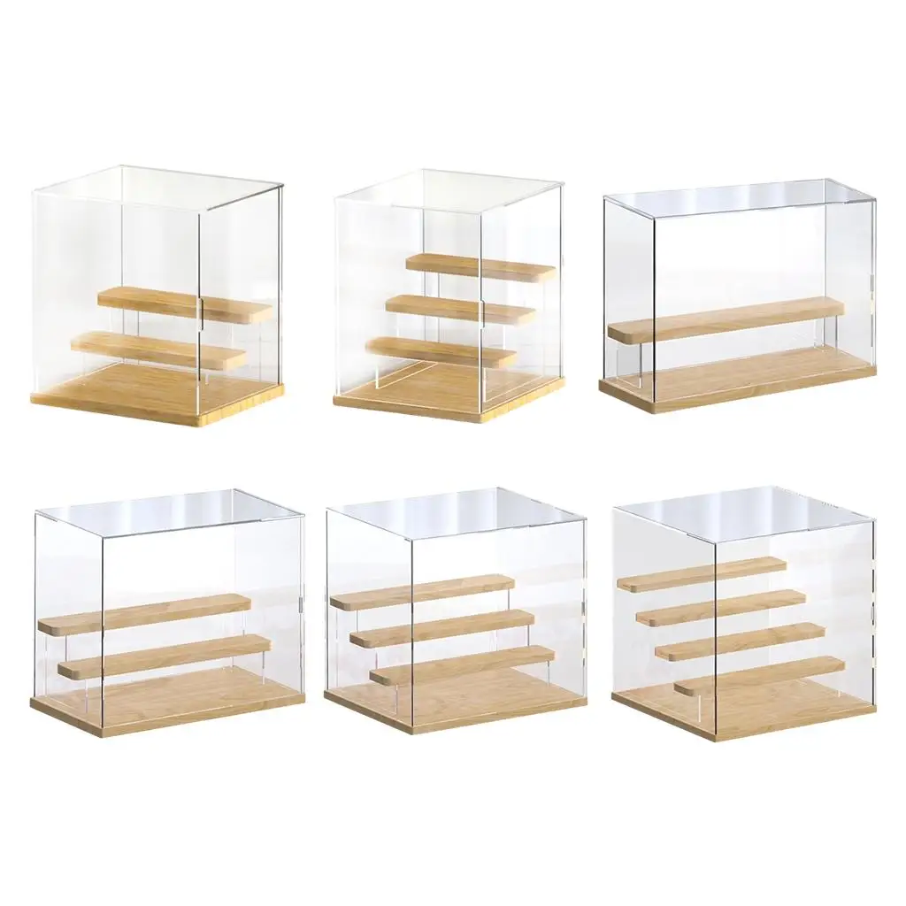 Clear Acrylic Riser Display Case Stand Dustproof ion Showcase Cabinet for Doll Figures Toy Cosmetics