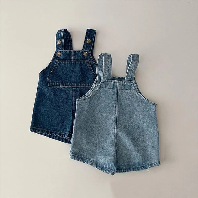 Spring Summer Baby Trousers Solid Boys Denim Overall Kids Casual Pants Infant Girls Jeans Toddler Kids Pants