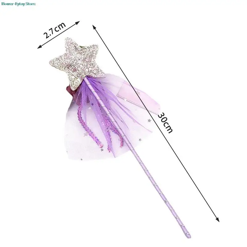 Cute Fairy Wand Dreamlike Five Pointed Star Fairy Wand Kids Magic Stick Girl Birthday Party Gift Halloween Princess Cosplay Prop