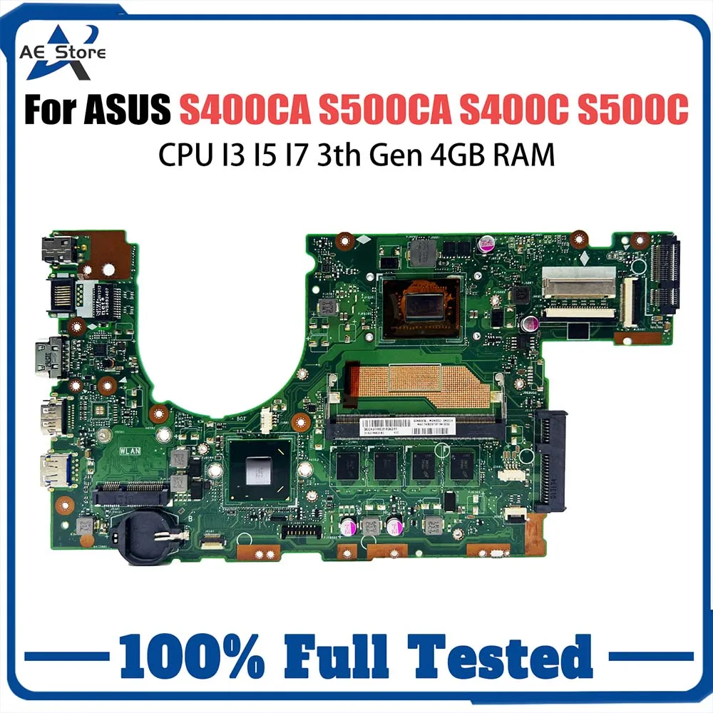 

S400CA Notebook Mainboard For ASUS S500CA S400C S500C S400 S500 Laptop Motherboard With CPU I3 I5 I7 3th Gen 4GB RAM