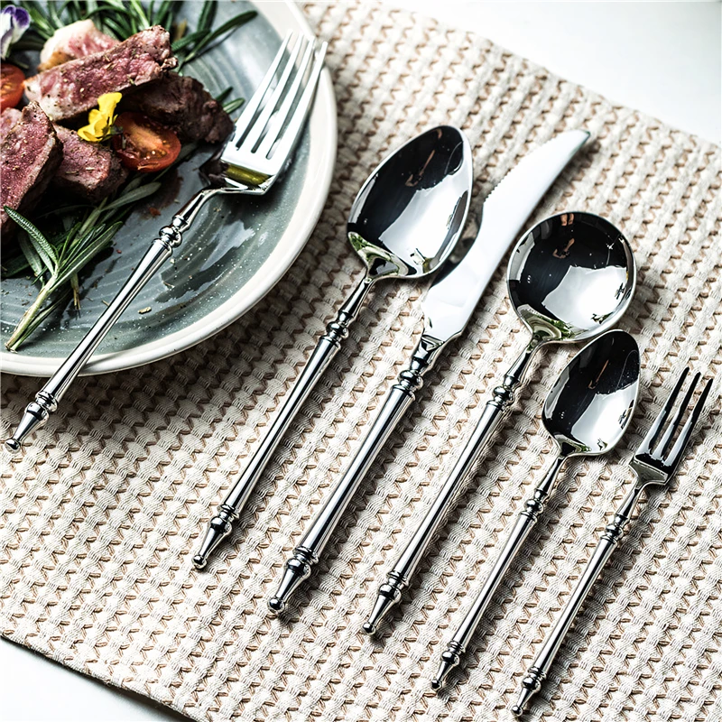 3/4/5/6PCS Silm Romantic 304 Stainless Cutlery Set Hotel French Tableware Wedding Table Decoration Luxury Spoon Fork Knife