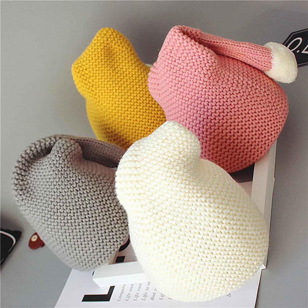 

Christmas Pompom Hairball Knit Soft Stretchy Winter Knit Hat For Cap Cute Hairball Hat Pink